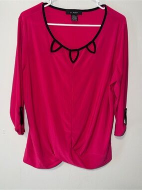 Mccoy Hot Pink Blouse with Black Trim Neckline